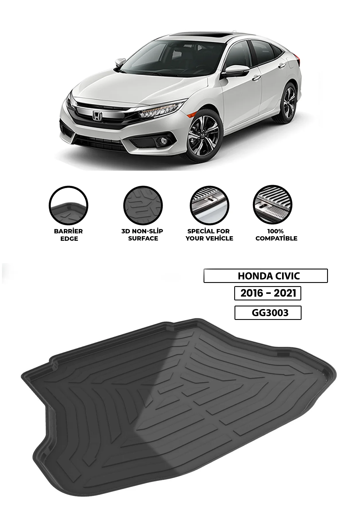 

For Honda Civic 2016-2021 luggage compartment Diffuser Extension Rear Bumper Attachment Luggage compartment