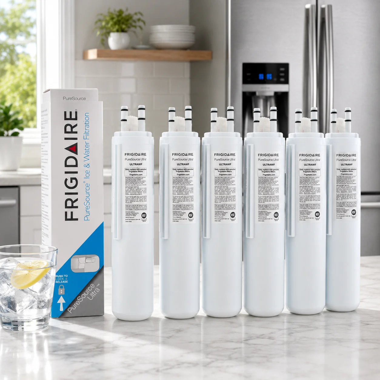 

ULTRAWF Refrigerator Water Filter Replacement for Frigidaire PureSource Ultra for Kenmore 469999 46-9999 Height 11 inche 6Pack