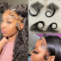 2/4pcs Transparent Lace Baby Hair Edge Stripes Human Hair Brazilian Invisible Natural Hairline for Women Reusable Hair Extension