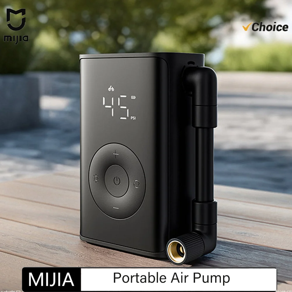 NEW Mijia Portable Air Pump 2000mAh 150psi Electric Air Compressor Tire Pressure Detection Car Bike Multitool Inflator-CN