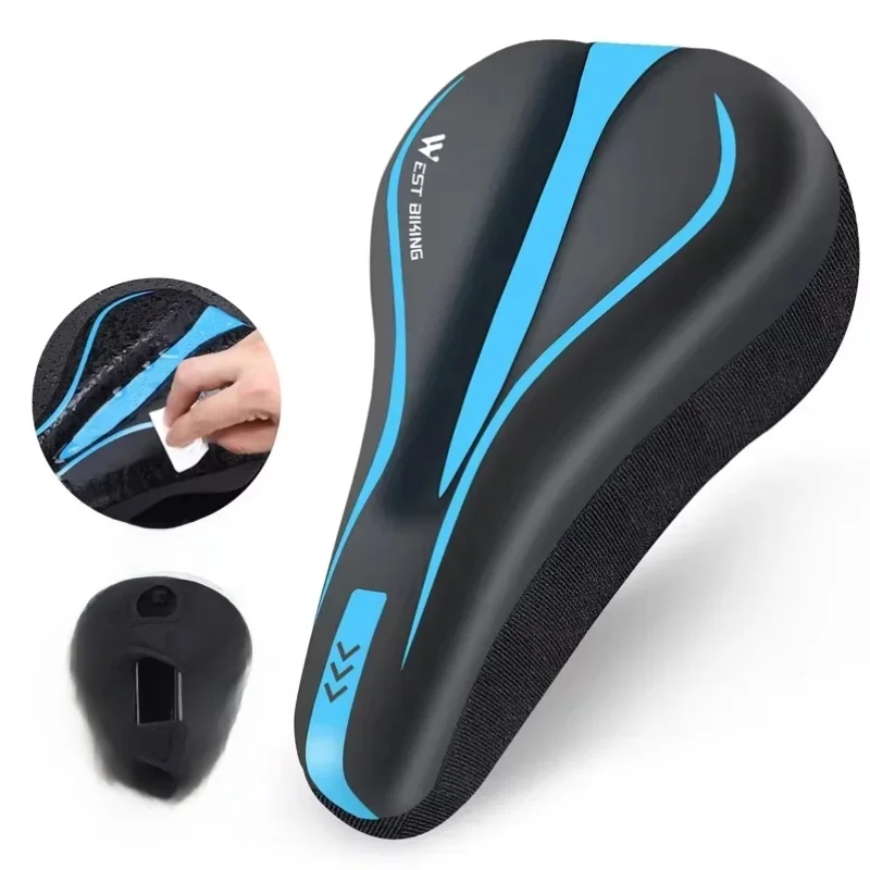 AliExpress West Biking Thicken Comfortable Bicycle Saddle Cover PU Leather GEL Silicone Cycling Seat Cover Soft Sponge Shockproof MTB Road Bike Cushion