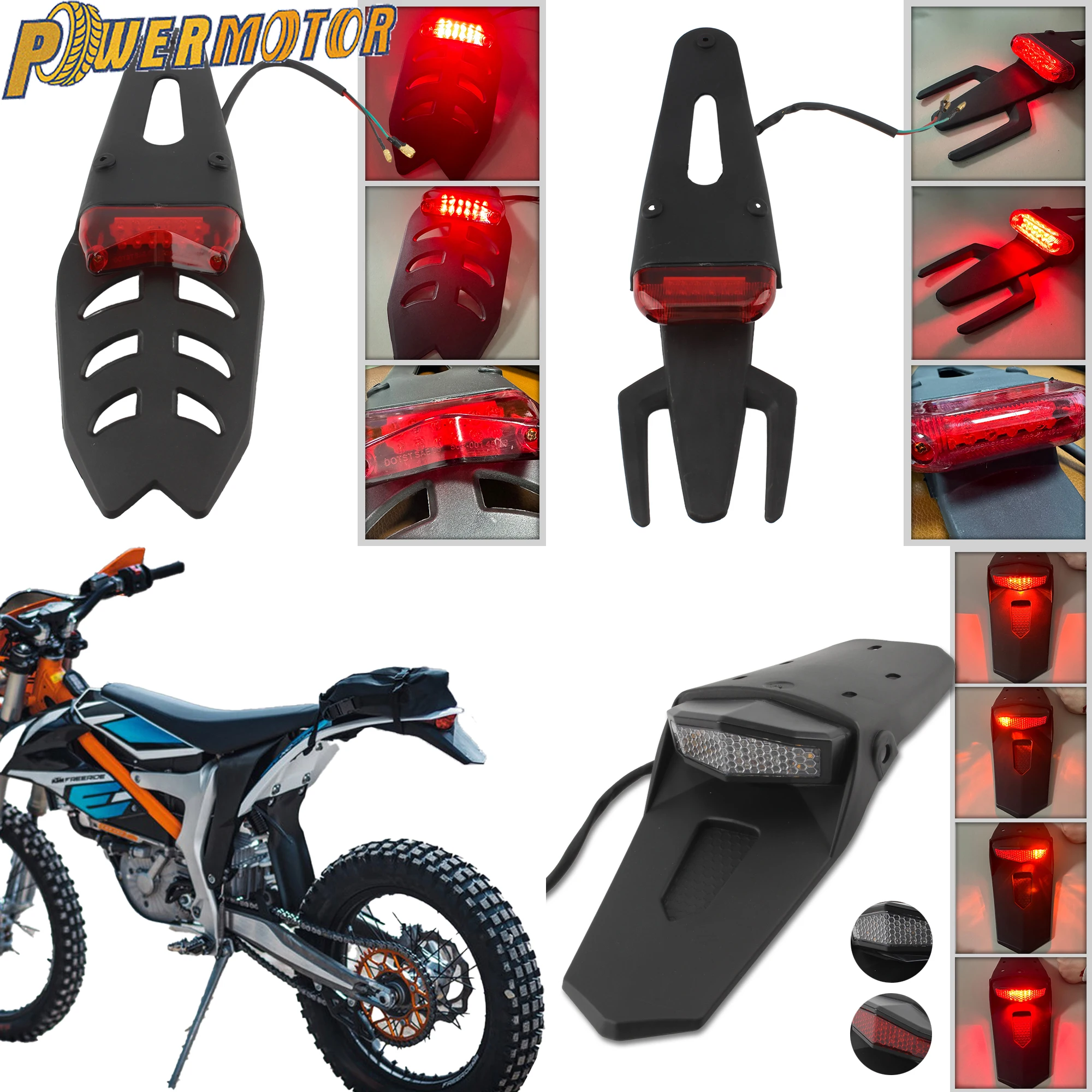 

Motocross 12V LED Taillight Brake Light Rear Fender License Plate Bracket Holder for KTM Enduro DirtBike Off Road Racing Parts