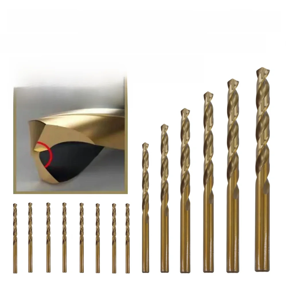1.0-13mm Cobalt Coated Twist Drill Bit Set HSS M35 Gun Drill Bit For Wood/Metal Hole Cutter Power Tools