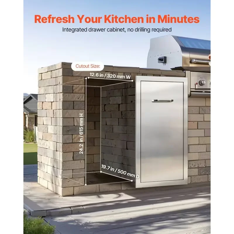 Outdoor Kitchen Drawers 11.81' W X 23.62' H X 19.6' D Stainless Steel