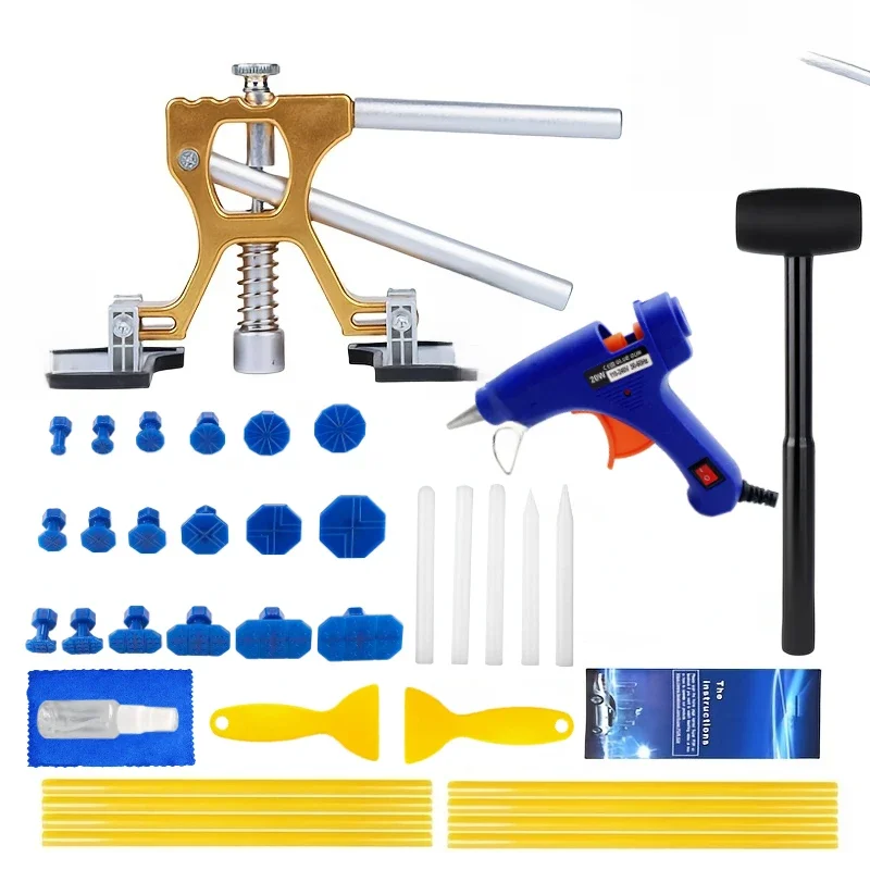 Kit de débosselage de carrosserie automobile, extracteur de débosselage de voiture avec extracteur de Dent doré pour débosselage de carrosserie automobile, débosselage mineur et débosselage en