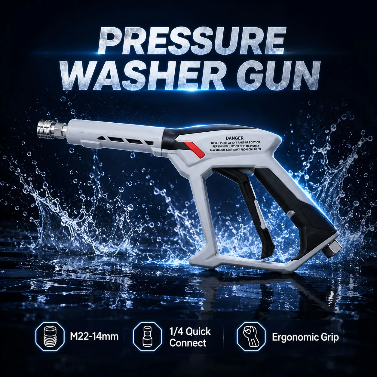 Pressure Washer Gun Powerful High Pressure Spray with M22-14 3/8 Connector 10.5 GPM Pressure Washer Gun