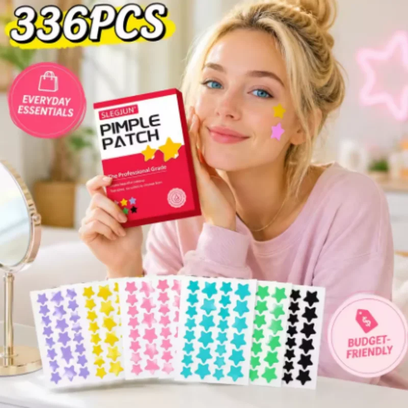 Hydrocolloid Pimple Patches 336PCS, Cute Star Shape Acne Spot Stickers for Face, Invisible Blemish Cover Skin Care Patch - Detail 1