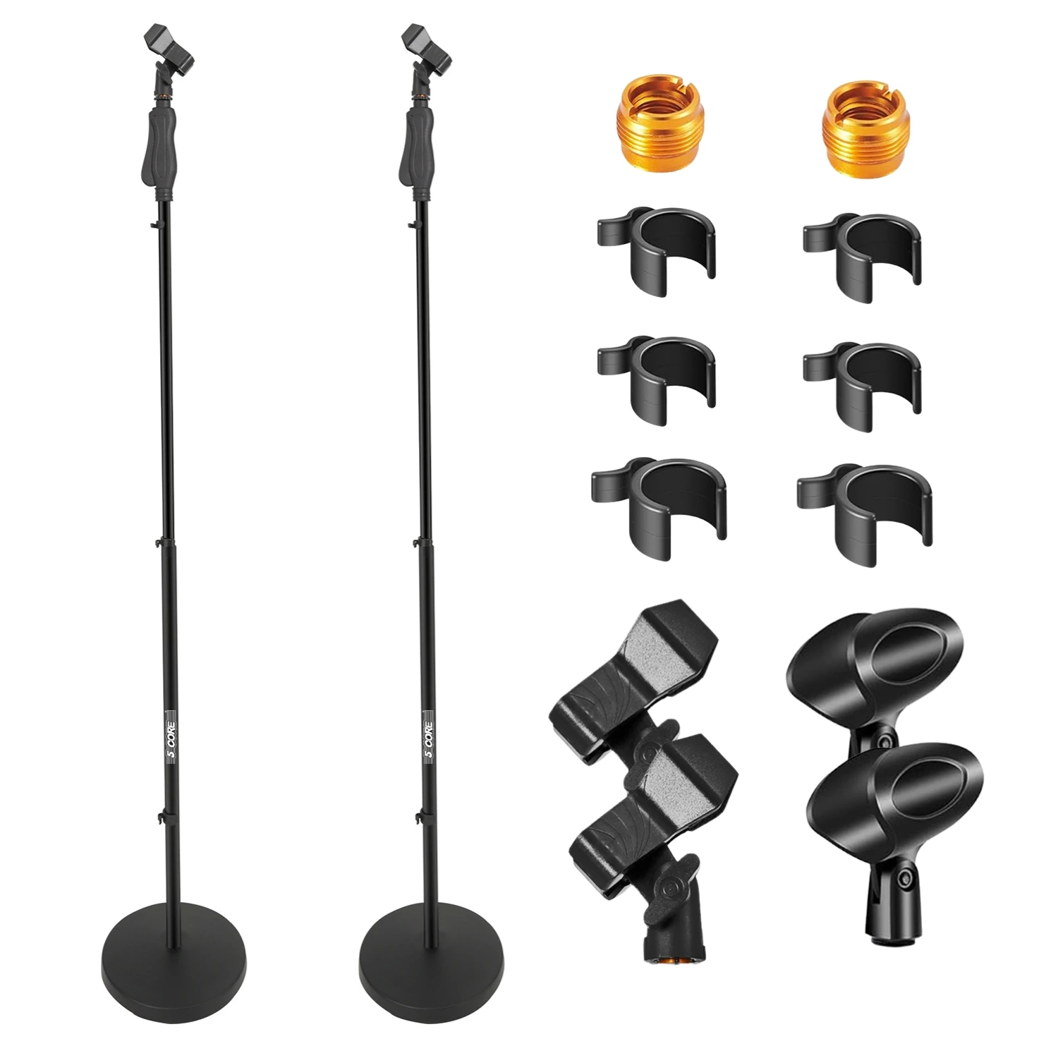 

5Core Universal Microphone Stand 2Pcs Height Adjustable 35 to 57" Round Base Floor Mic Holder Metal Build MS RBL HND CLCH 2PCS