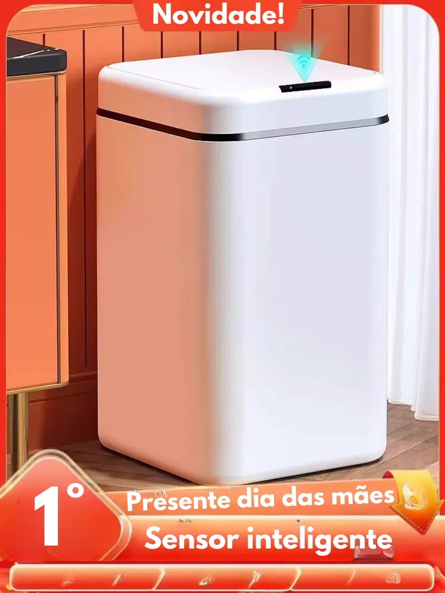 ZOMMI Lixeira 16 Litros Sensor Automático Toque Movimento Inteligente Banheiro Cozinha Quarto Impermeável Resistente à umidade