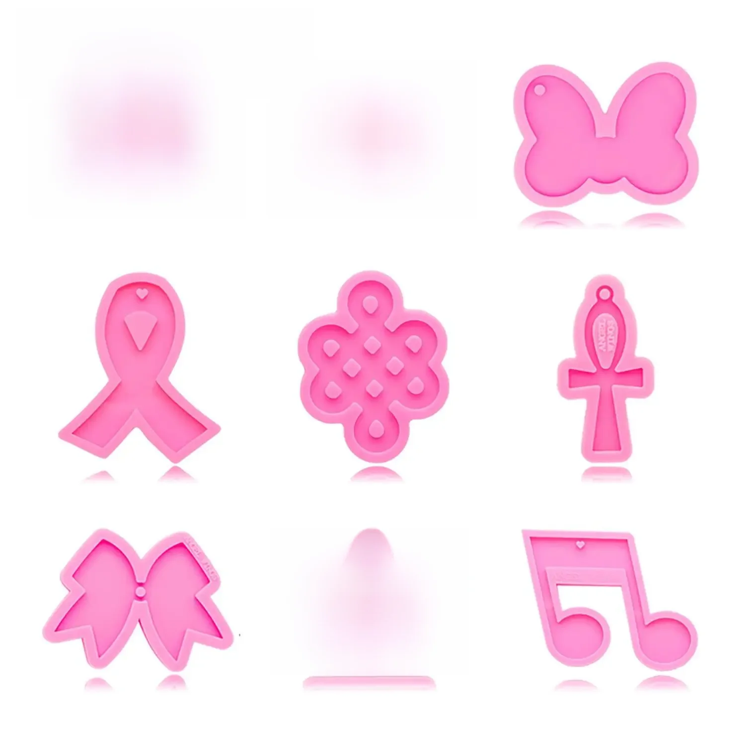 DY0107 moules de Cancer du sein/arc en Silicone, couronne/notes de musique porte-clés artisanat résine époxy bricolage moule d'art, moule à gâteau au chocolat Fondant