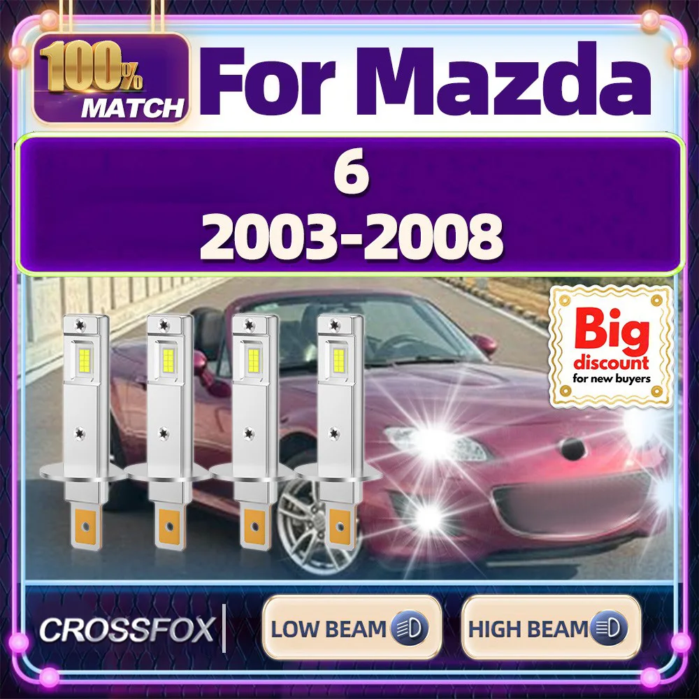 

CROSSFOX【For Mazda 6 2003-2008】High Low Beam Turbo Canbus Car LED Headlight Bulbs Ultra Bright Headlamp Ampoules Plug And Play