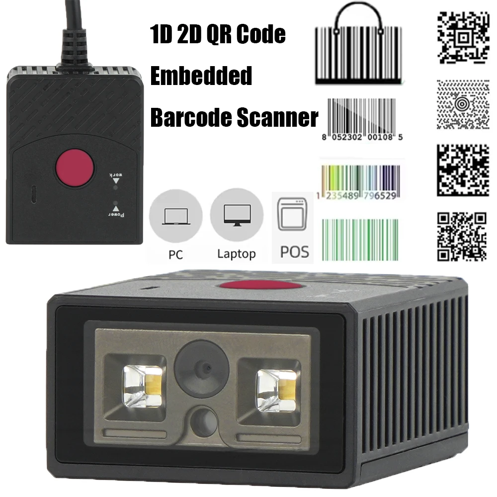 Leshine Embedded Barcode Scanner 1D 2D QR Code USB-HID USB-COM RS232 Fixed Mount Barcode Reader for Supermarkets for PC Laptop