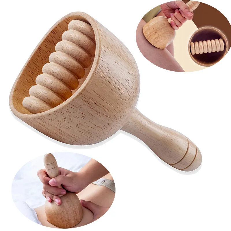 

Wood Therapy Lymphatic Drainage Massage Tool with Roller Anti-Cellulite Cupping Body Massager Handheld Wooden Cup Sculpting Tool