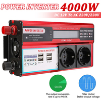 4000W 3000W Power Inverter DC 12V to AC 220V 230V Transformer with 4 USB EU Sockets Charging with LED Display