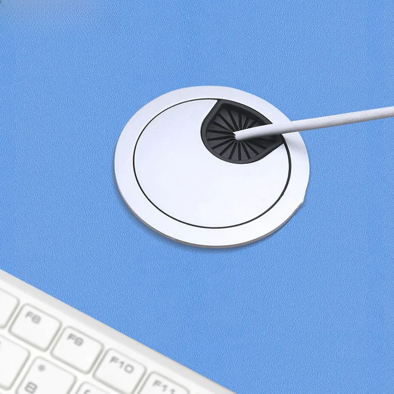 NAIERDI 50/53/60/80mm couvercle de trou de câble en alliage de Zinc Table ronde couvercles de trou de fil Port de sortie ordinateur bureau œillet support de ligne