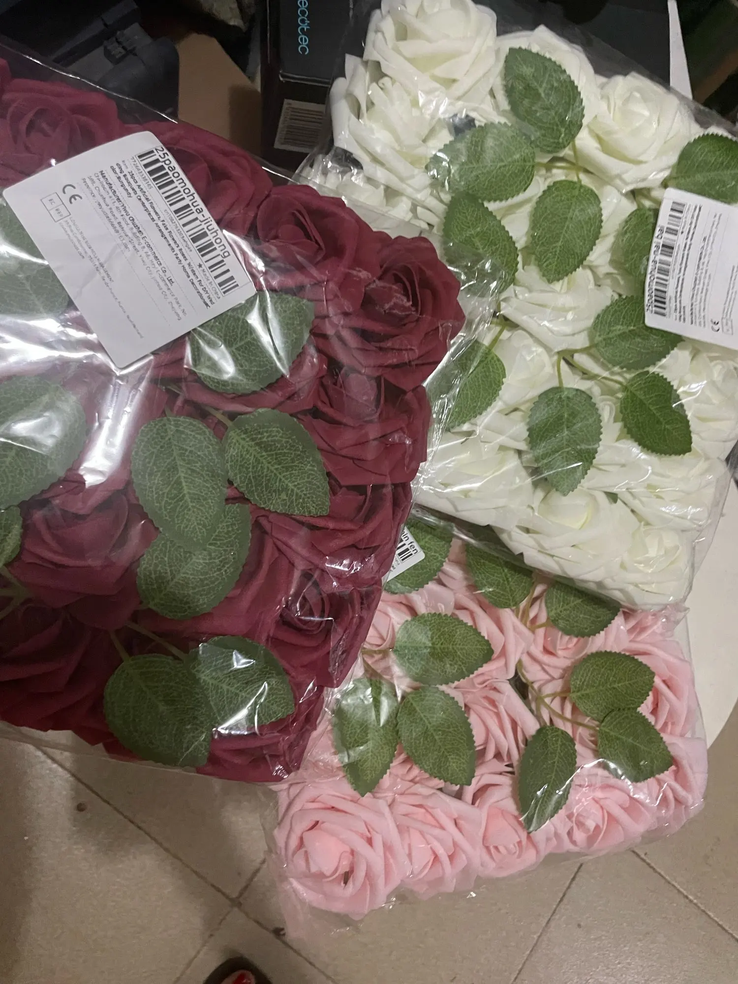 25pcs Artificial Flowers, Fake Flowers Roses W/stem For DIY Wedding Bouquets Centerpieces Arrangements Party Home Decorations photo review