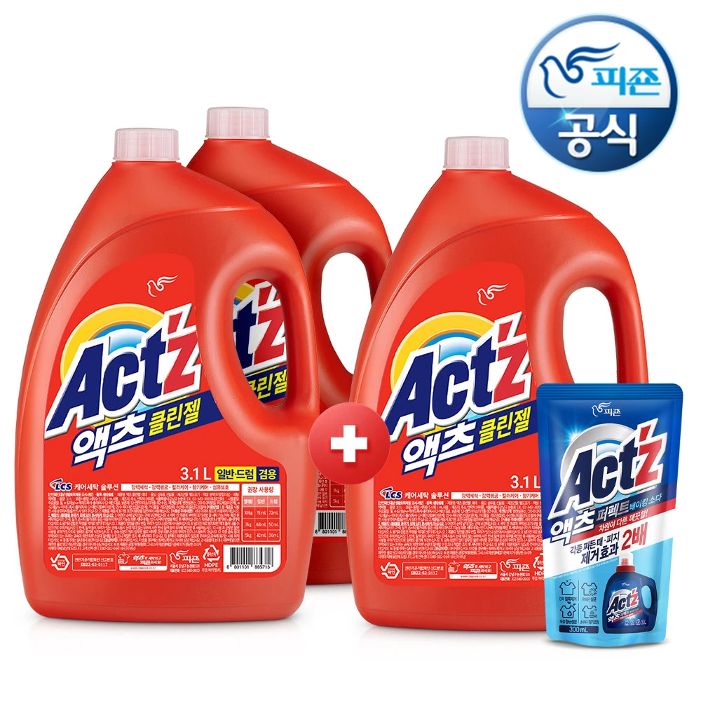 Acts clean gel general drum Laundry Laundry Laundry with 3.1L x 2 + 1 pieces P (total 3 pieces) + 300ml