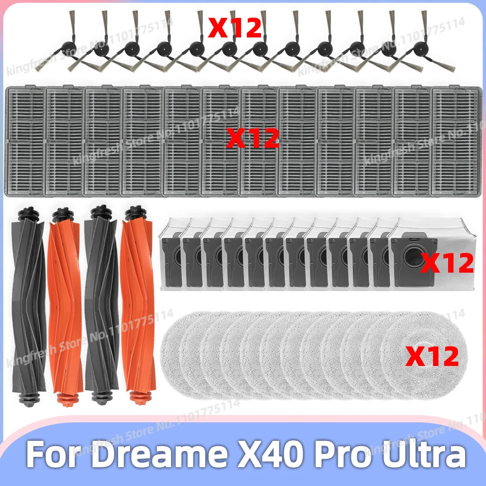 

Fit For ( Dreame X40 Pro Ultra ) Vacuum Replacement Parts Main Roller Side Brush Hepa Filter Mop Cloth Dust Bag Accessories