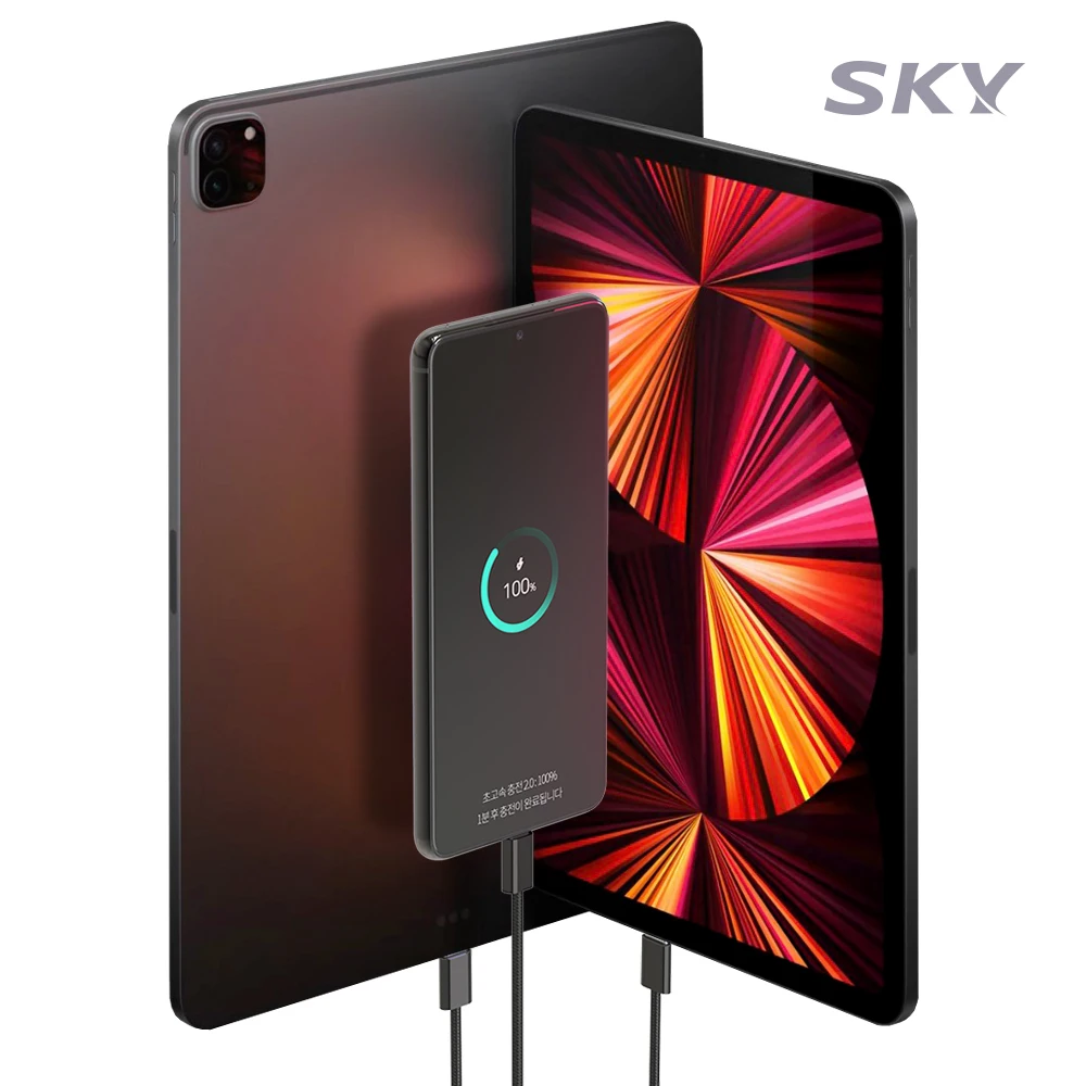 [2EA] كابل شحن سريع من النوع SKY 240 وات PD3.1 C إلى C من القماش عالي الجودة بطول 1 متر