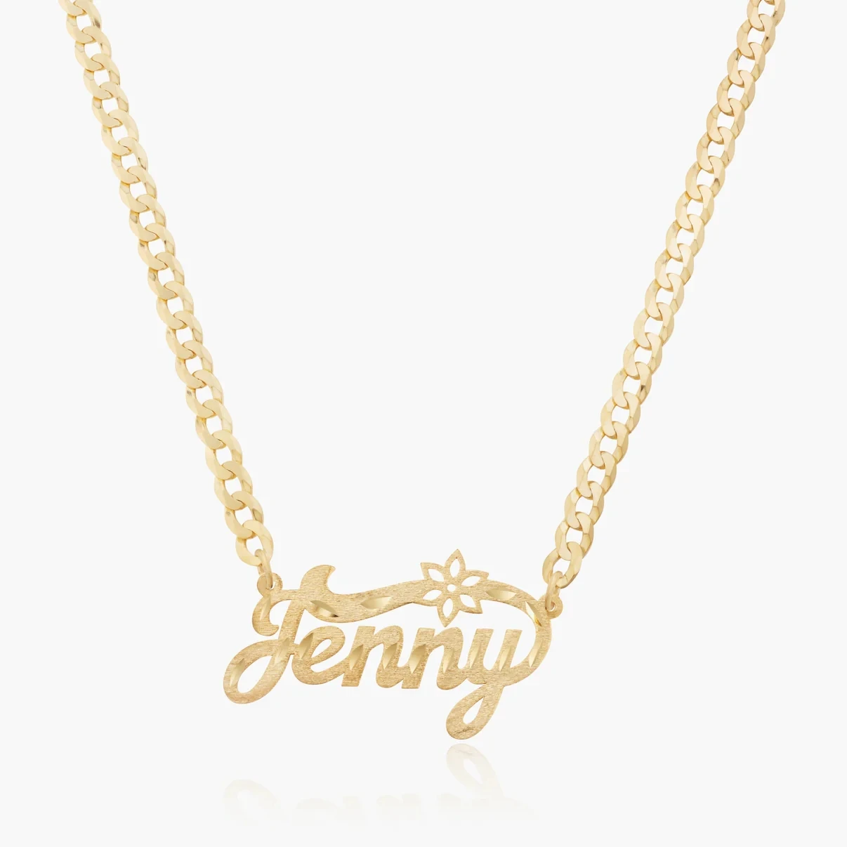 Customized Floral Diamond Cut Name Necklace 18K Gold Plated Personalized Name Pendant Unique Women's Jewelry Birthday Day Gift