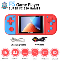 F5 Portable Video Game Console 3 Inch TFT Screen Handheld Game Console Built-in 620 Games Retro TV Game Player AV Output