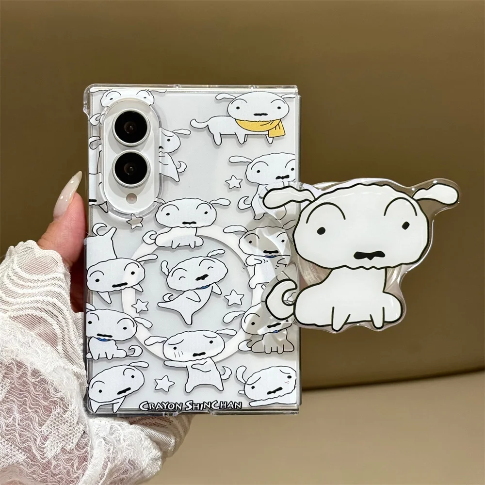 Zabawne etui magnetyczne Crayon Shin-chan na telefon Samsung Galaxy Z Fold 8 Fold 7 6 5 4 Fold 8 Ultra z podstawką Magsafe i łańcuszkiem — zdjęcie produktu 6