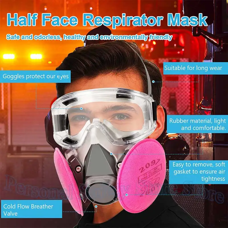 6200 Dust Gas Mask 2097 2091 Safety Goggles Dust Polishing Cutting Fiber Welding Fume Organic Activated Carbon Antivirus Mask