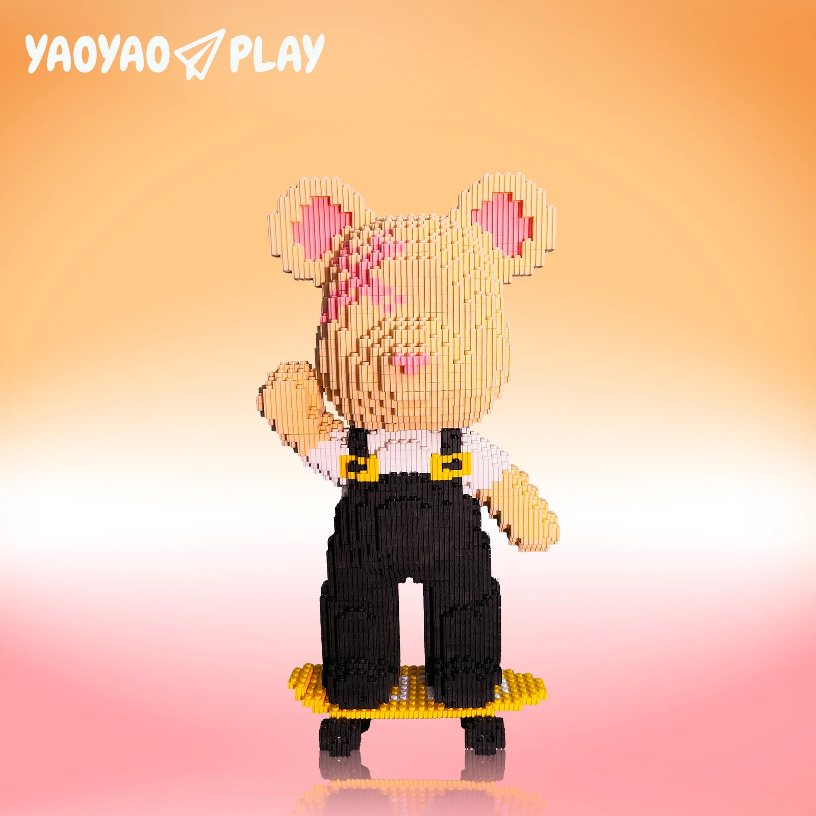 Skater Joy Medium Bear、yaoyaoselect ビルディングブロックおもちゃ、誕生日プレゼント、教育、男の子女の子の装飾、クールなレンガギフト