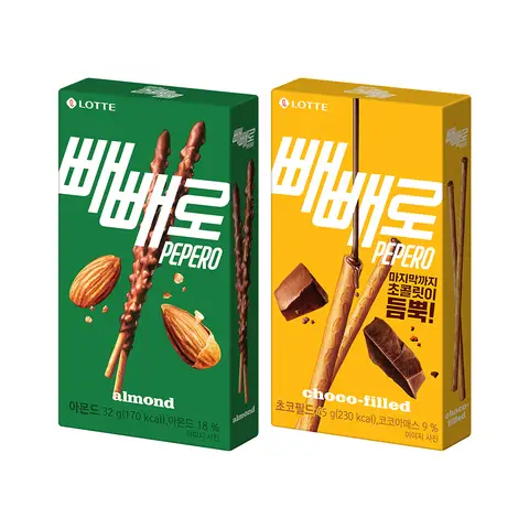 롯데웰푸드 아몬드 빼빼로 32G X 20개+초코필드 빼빼로 45g x 20개