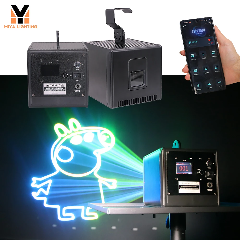 LaserCube Bluetooth app control Series | Android & ios | mini Portable | battery | edit text logo animation line | RGB Laser Dis