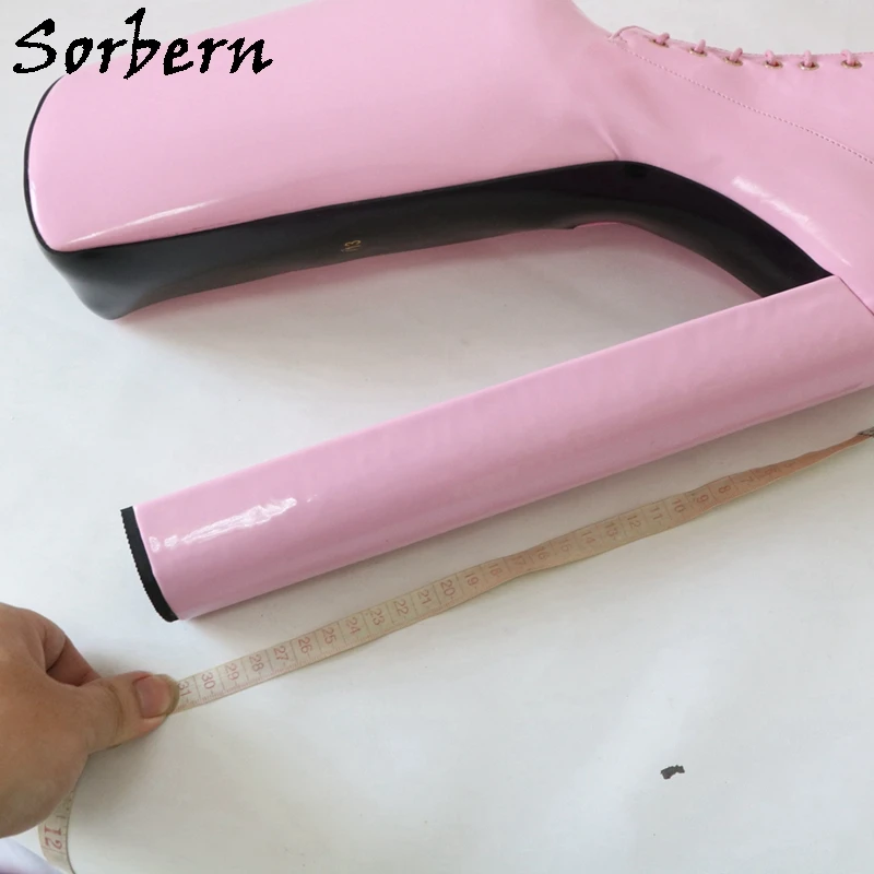 Sorbern Pink Over The Knee Boots Women Unisex Fetish 30Cm Block High Heel Invisible Platform Shoes Drag Queen Custom Size EU3-48