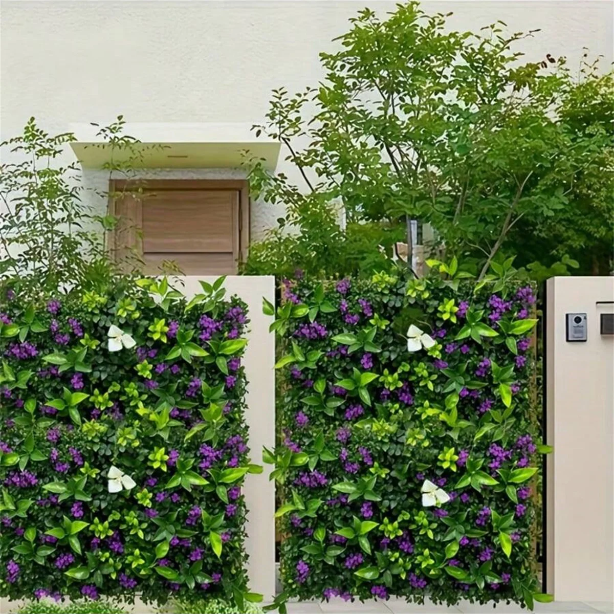 1pc Hanging Plant Wall Panel Plastic Green Plants With Flowers For Indoor Outdoor Courtyard Cafes Home Offices Garden Decor view 2