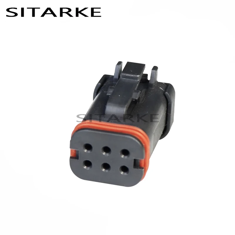 5 Sets 6 Pin Female Black Waterproof Receptacle TE Deutsch DT Series Connector ASM Auto Plug DT16-6S-KP01 With Terminals