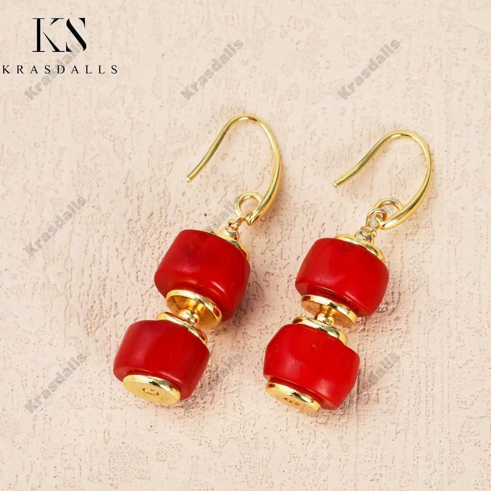 

Женские серьги-капли из натурального красного коралла, модный винтажный дизайн с позолотой для технологии инкрустации Par Flimming