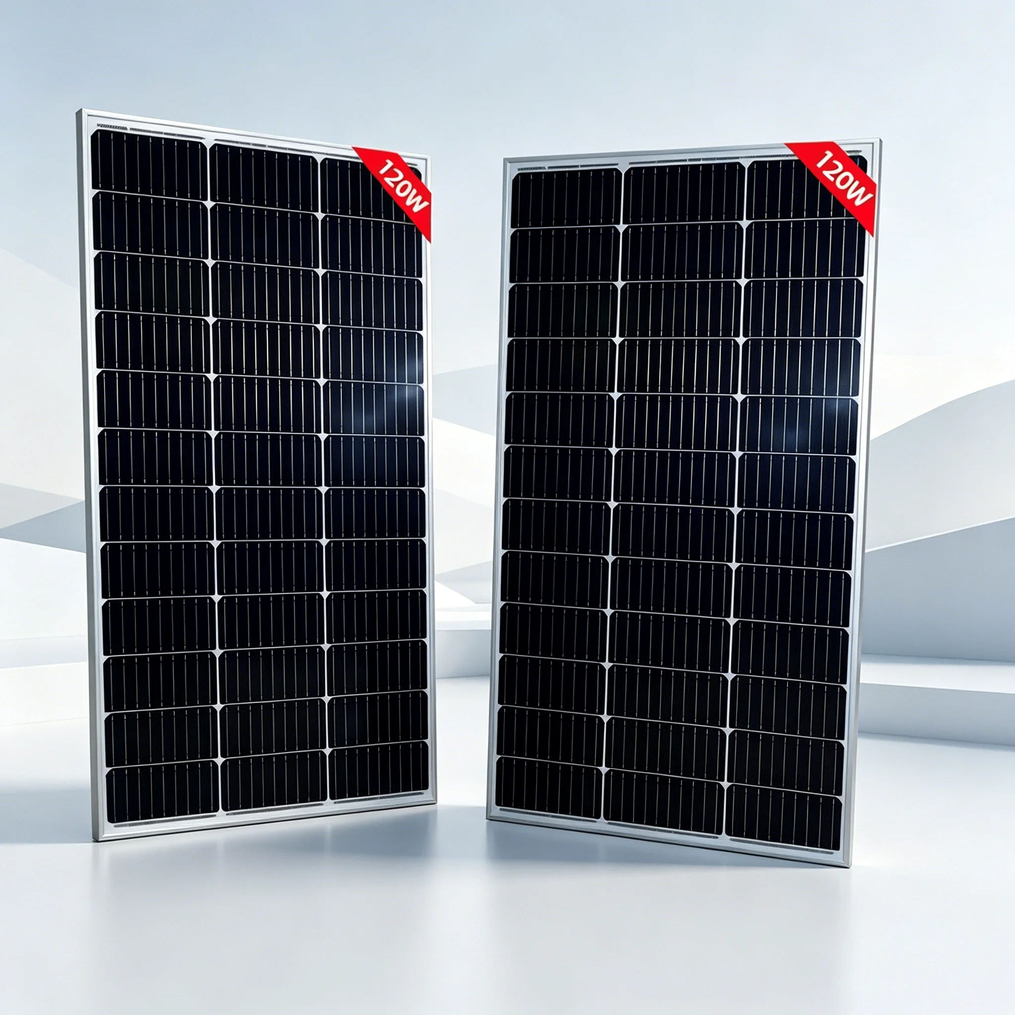 Panel słoneczny szklany, sztywny, 120W 18V z aluminiową ramą, wysokowydajne przenośne panele fotowoltaiczne 18V, wodoodporne, trwałe do ładowania akumulatorów 12V, do użytku na zewnątrz, na dach, do