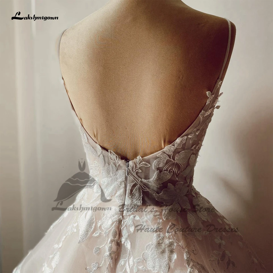 Lakshmigown Luxuriöse Boho-Spitzen-Brautkleider mit Spaghettiträgern 2026 Vestidos Blush Pink Sexy Damen-Kirchen-Brautkleider nach Maß – Detail 3