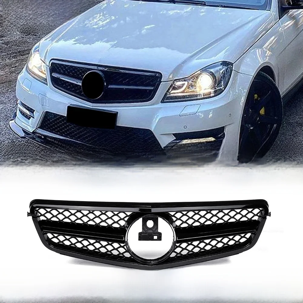 XVIP AMG Stijl Voorbumper Grille Voor Mercedes Benz C-Klasse W204 2008-2014 C180 C200 C350 S204 Glanzend Zwart GTR Stijl Grille - afbeelding 2