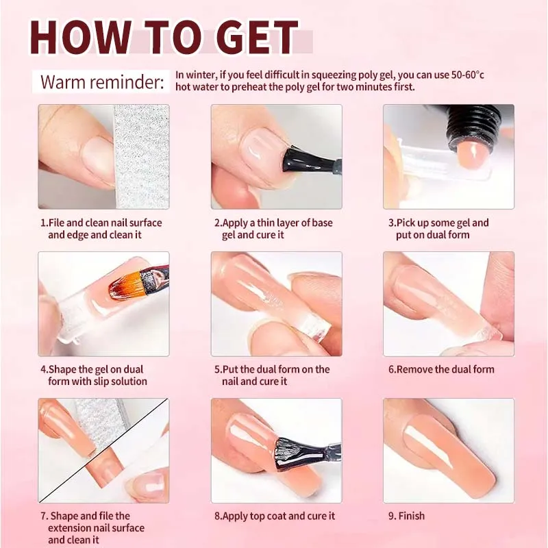 مجموعة أدوات تمديد جل البوليستر، بما في ذلك 30 مل من السوائل الأنظف، ومعطف أساسي 7.5 مل معطف علوي، وقالب أظافر، ومشبك أظافر وفرشاة أظافر