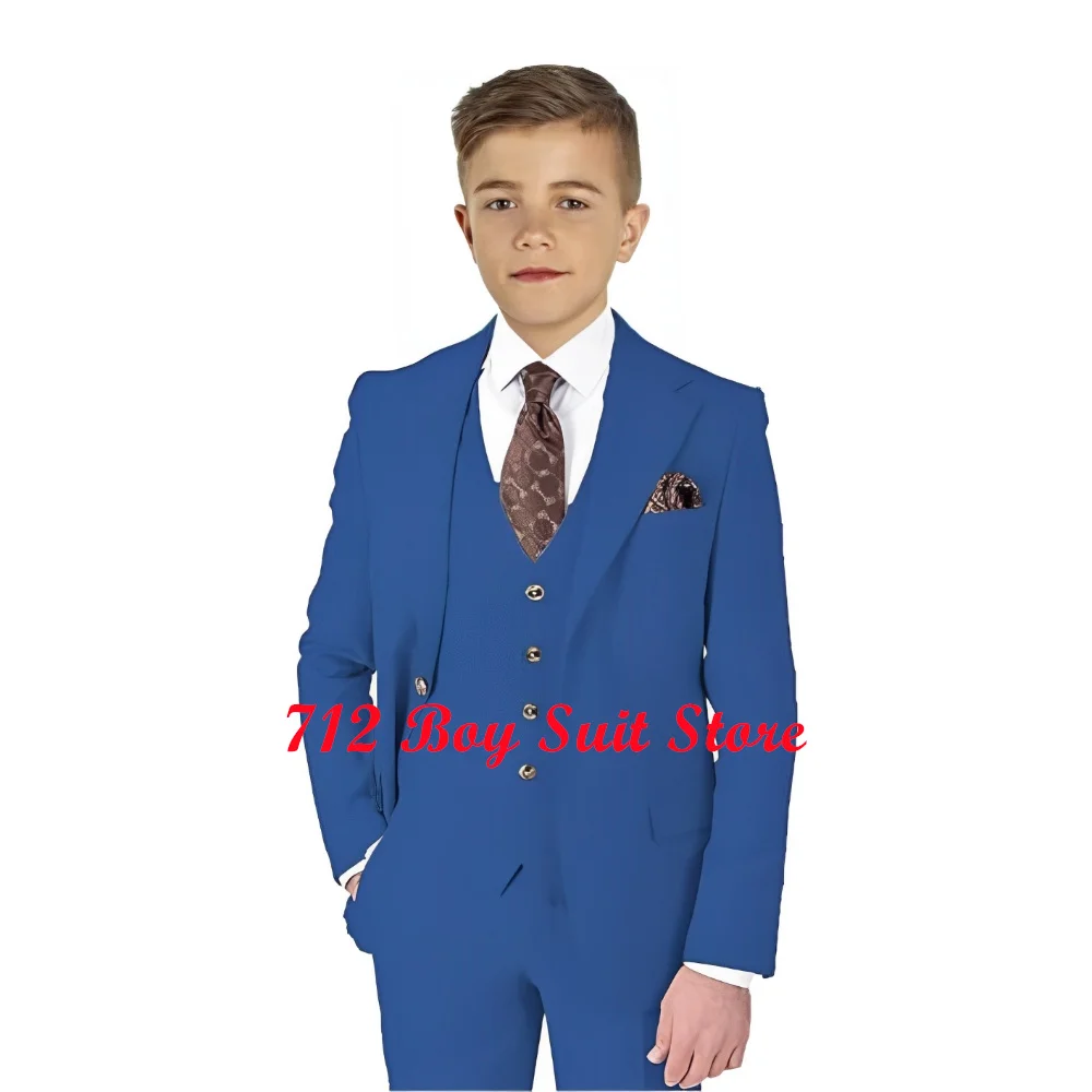 Conjunto de esmoquin para niños, ropa de boda, chaqueta, chaleco, pantalones, fiesta de graduación, Blazer ajustado para niños, 3 piezas