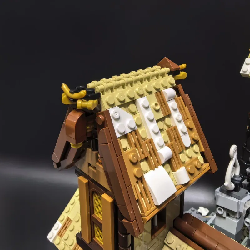 Conjuntos de edifícios de casa de porta viking, kit de modelo de blocos de edifícios modulares de arquitetura de loja de apartamentos de cidade, presente para adultos 1837 peças