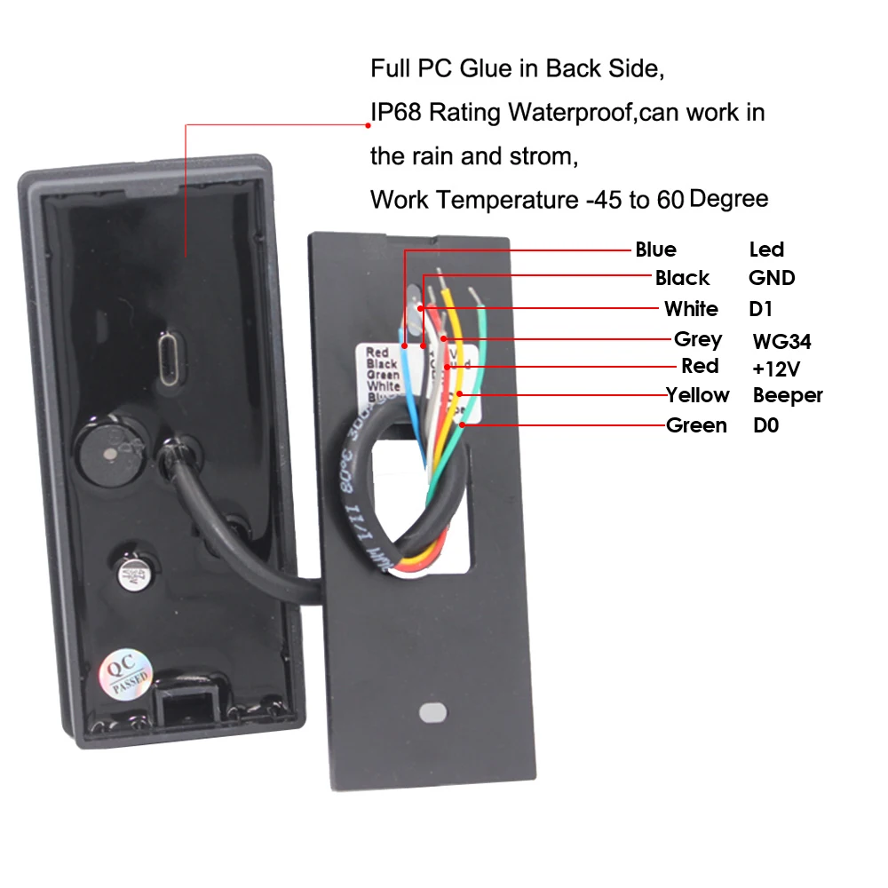 Access Control Proximity Card Reader 13.56MHZ/125KHZ Small Wiegand Card Reader IP68 Waterproof Long Range RFID Card Reader