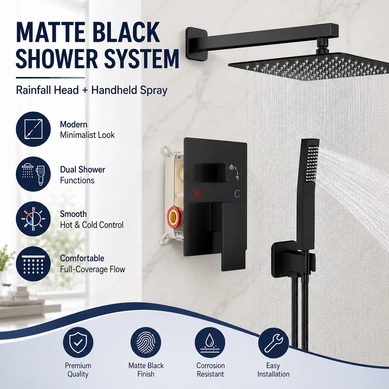 ชุดฝักบัวเรนชาวเวอร์แบบซ่อนผนั - Home Bathroom Upgrades บทวิจารณ์และราคา