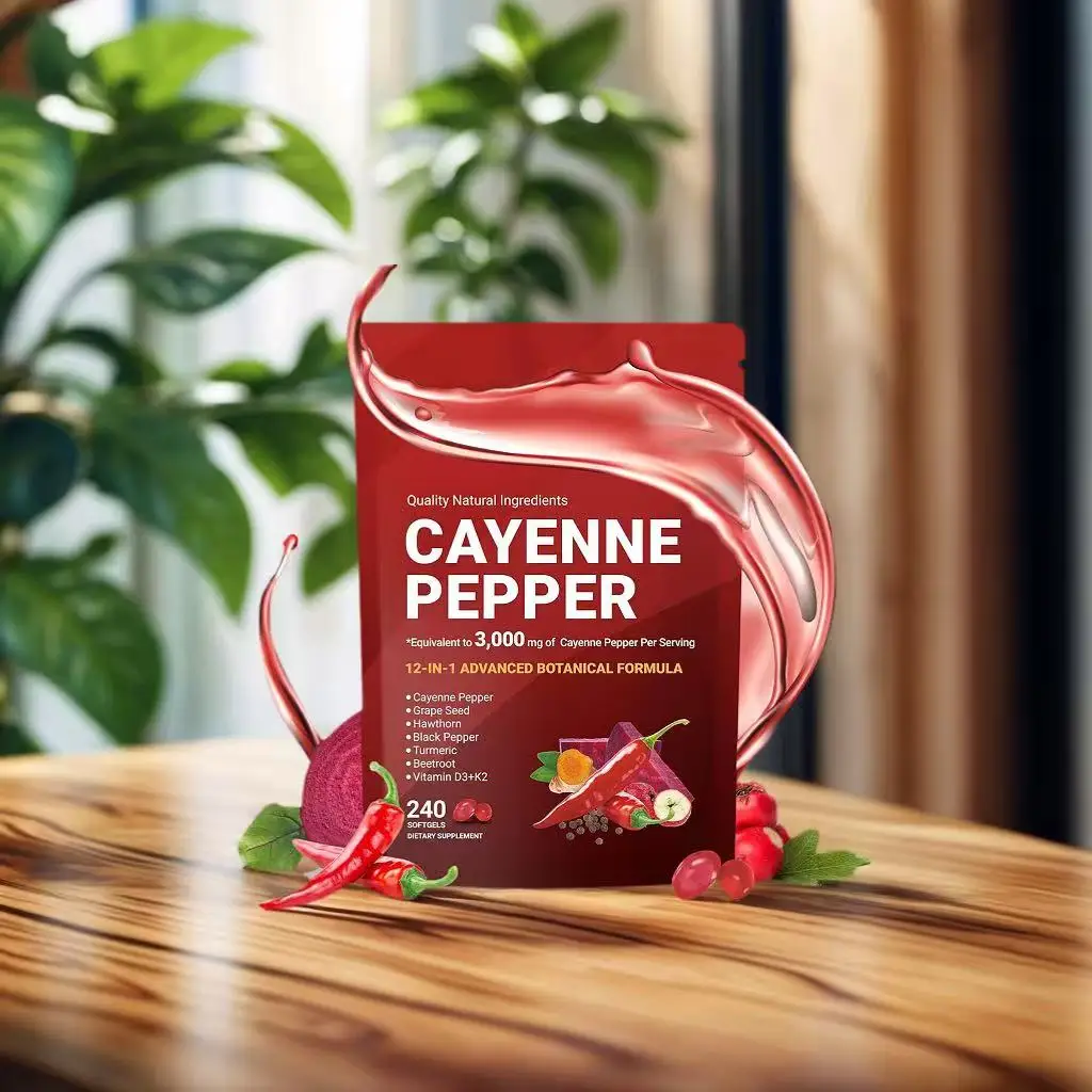 Cayenne Pepper 12 Herb & Vitamin Blend Softgels, Natural Plant Complex Supplement 240 Softgels