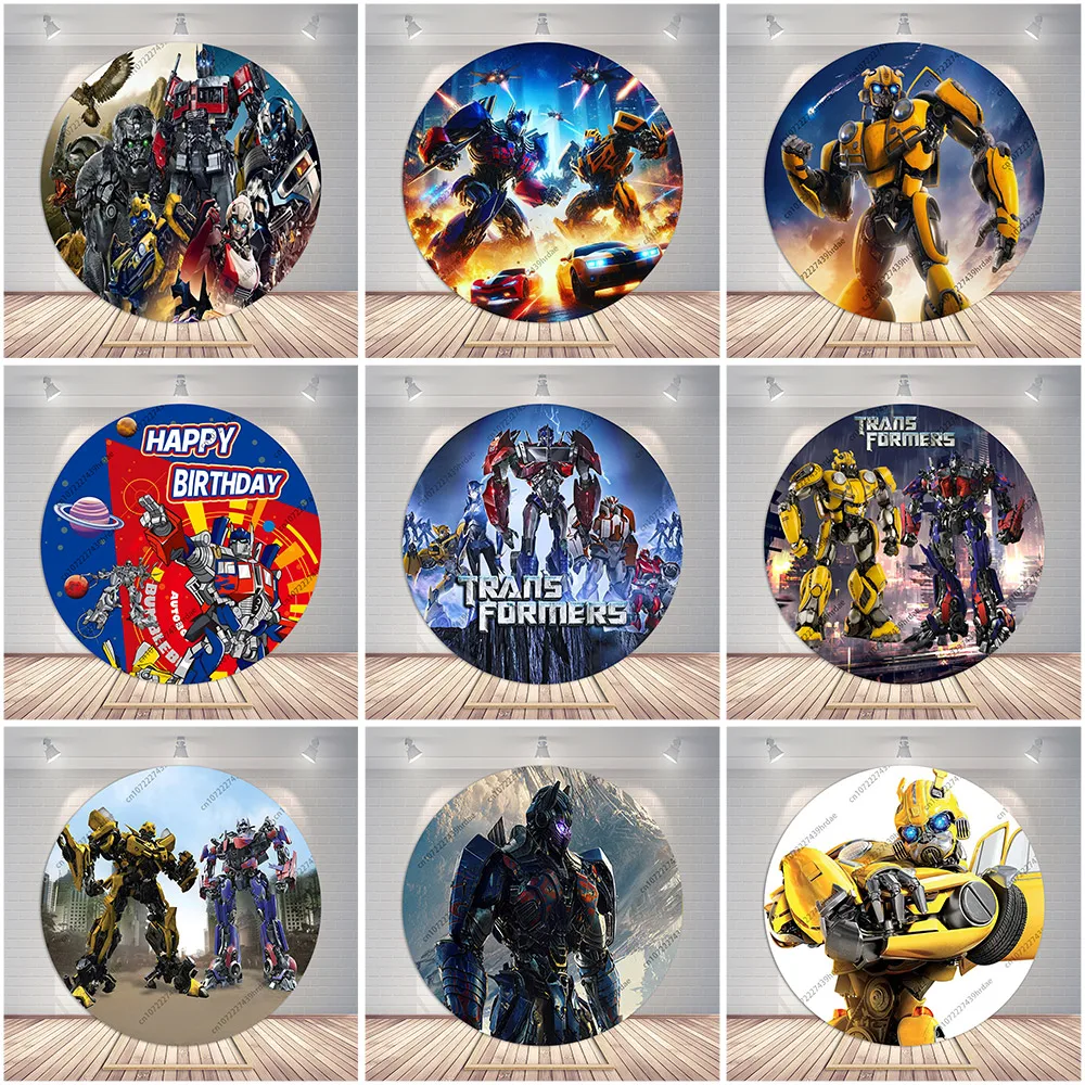 Transformers Round Backdrop Decoration Optimus Prime Bumblebee Photo Boy Birthday Party Background Ideas Circle Photo Banner