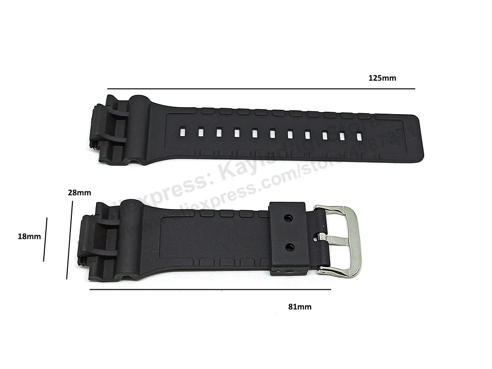 Fits/For Casio AEQ-110BW , AEQ-110W , AQ-S810W , W-735H , W-736H - Black Rubber Replacement Watch Band Strap