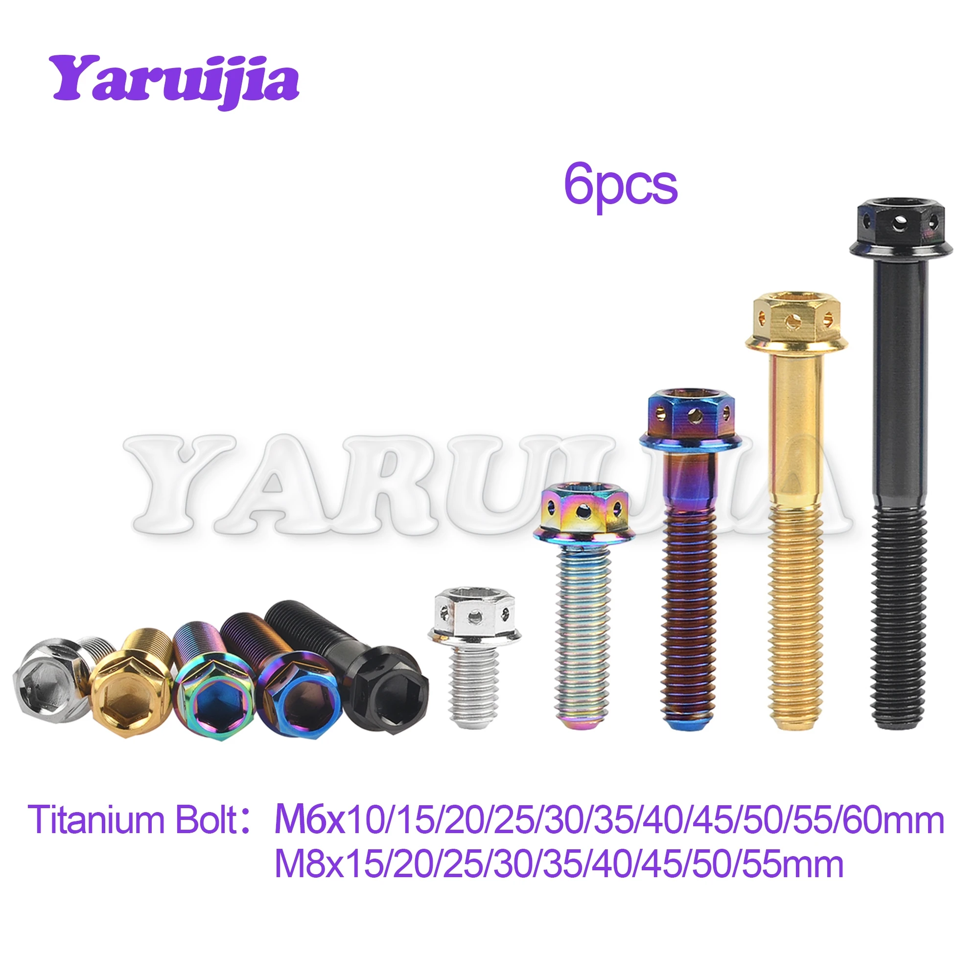 

Yaruijia Titanium Bolt M6/M8x10/15/20/25/30/35/40/45/50/55/60mm Hexagonal Flange Head Screws for Motorcycle Fastening Part