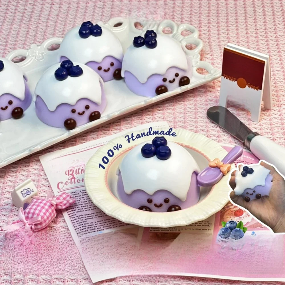 JC – jouet Squishy en Silicone de qualité alimentaire, gâteau aux myrtilles, Taba Squishy, jouet à presser à rebond lent, adhésif doux et crémeux, jeu heureux