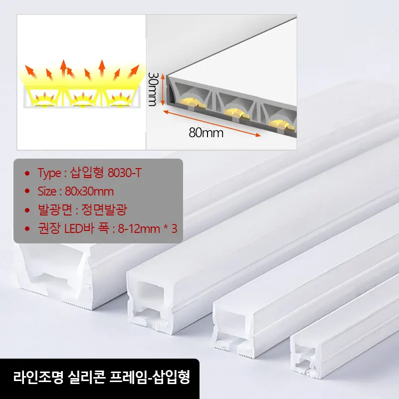 LED Bar Flexible Silicone Tube Frame Insertion Q-8030T front light emitting line lighting silicone heat Sinner