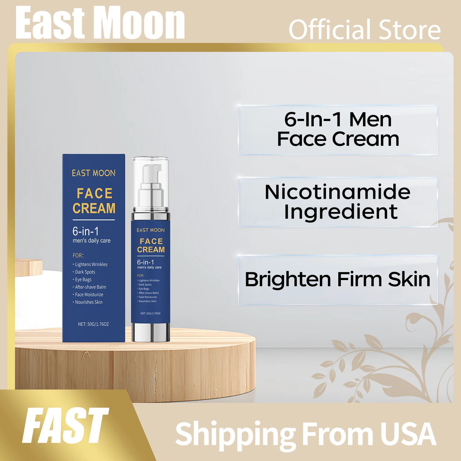 Crema Facial de Nicotinamida, Hidrata, Ilumina la Piel Opaca, Suaviza, Reafirma la Piel del Rostro, Controla las Líneas Finas, Control de Grasa, 6 en 1, Cremas Faciales para Hombres