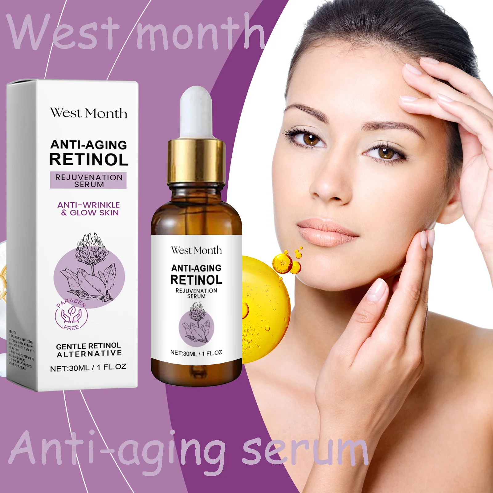 

30ml Retinol Face Serum Deep Moisturizing Firming Lifting Fade Fine Lines Brightening Enhance Smoothness Nourish Facial Serum